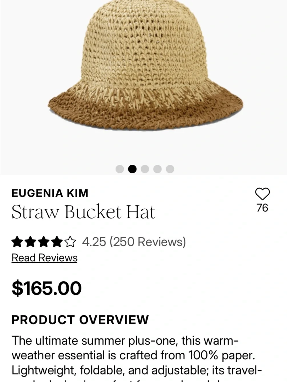 Eugenia Kim Two-Tone Straw Bucket Hat in Natural and Brown - new with tags